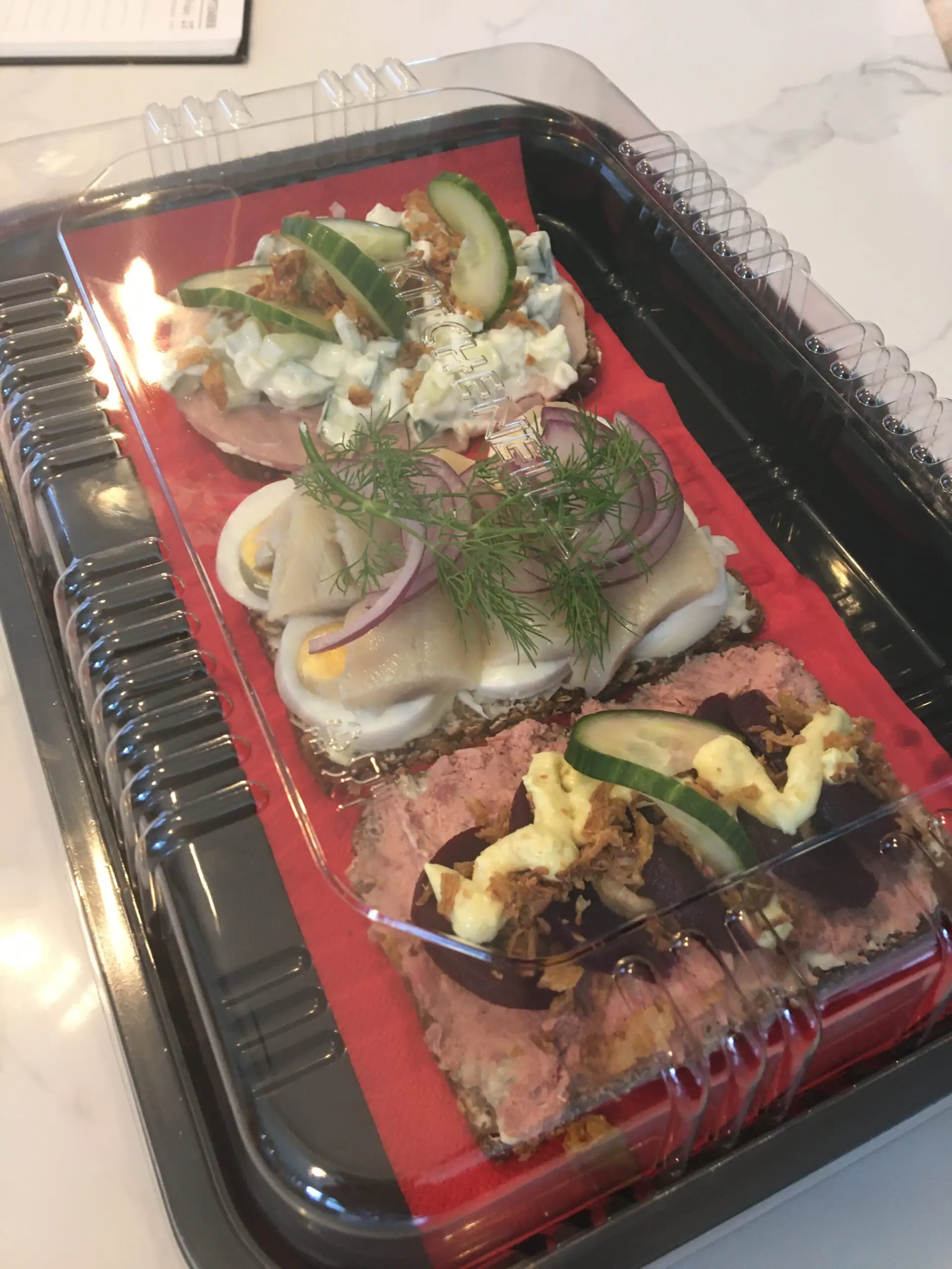 Tray of Danish open sandwiches x 3